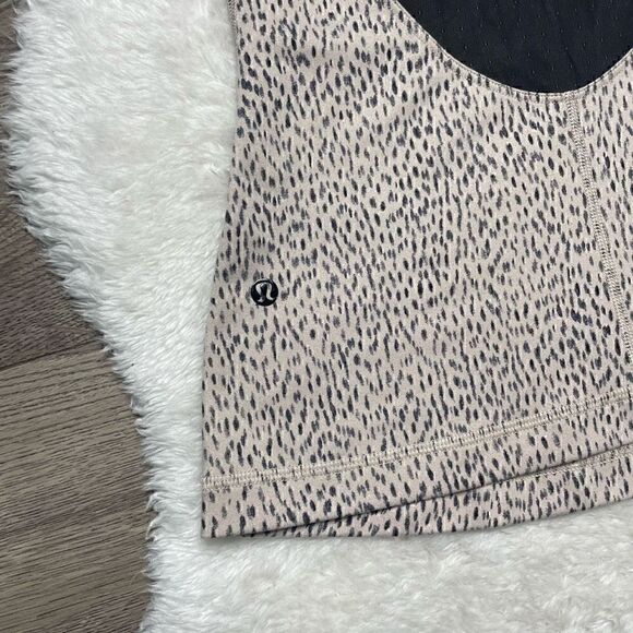 Lululemon Dance to Yoga Tank Top Size 4 Tan Beige Black Mesh Athletic - Picture 6 of 11